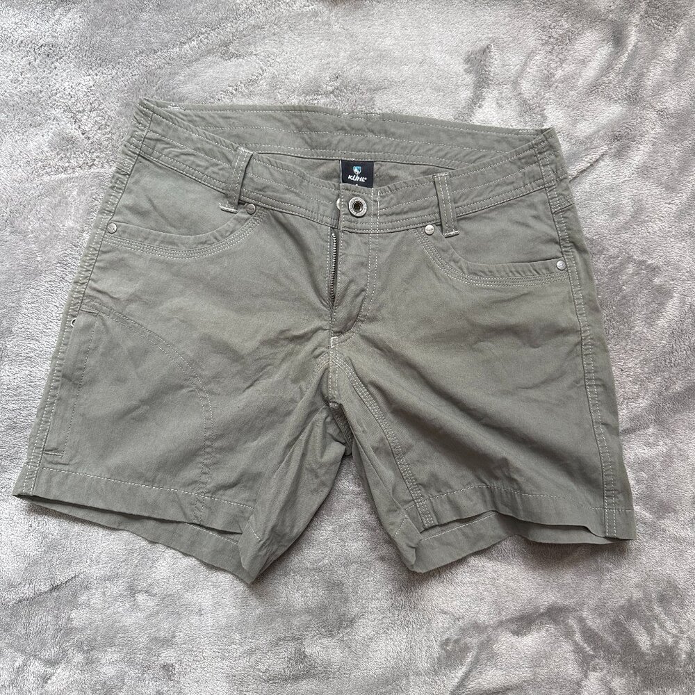 Kuhl Splash Shorts Womens Size 6 Olive Green Side Zipper Pocket